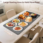 Warming Mat for Food, 6 Temp, Dual-Zone Temp Control, 36"x17" (Gray) in Gray, alternate view 5