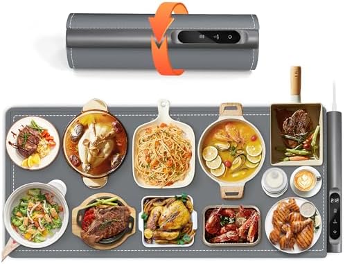 Warming Mat for Food, 6 Temp & Timer, Extra Large 36”x 16", Gray in Gray