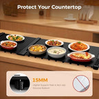 Warming Mat for Food, 7 Temp & 6H Timer, Expandable, 54" x 16", Black in Black, alternate view 5
