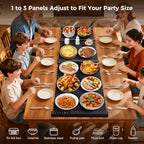 Warming Mat for Food, 7 Temp & 6H Timer, Expandable, 54" x 16", Black in Black, alternate view 7
