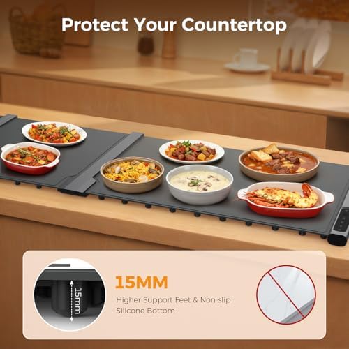 Warming Mat for Food, 7 Temp & 6H Timer, Expandable, 54" x 16", Gray in Gray, alternate view 6