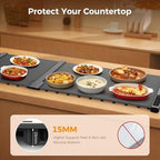 Warming Mat for Food, 7 Temp & 6H Timer, Expandable, 54" x 16", Gray in Gray, alternate view 6
