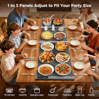 Warming Mat for Food, 7 Temp & 6H Timer, Expandable, 54" x 16", Gray in Gray, alternate view 7
