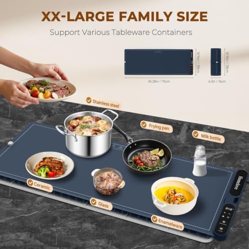Warming Mat for Food - 7 Temps, 8H Timer, for Buffets Party Navy, alternate view 4