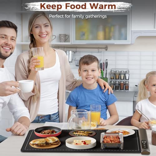 Warming Mat for Food, Electric Warming Tray, 6 Temp, 23"x15", Black in Black, alternate view 2