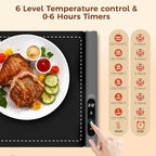Warming Mat for Food, Electric Warming Tray, 6 Temp, 23"x15", Black in Black, alternate view 5
