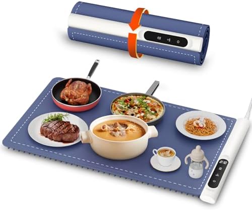 Warming Mat for Food, Electric Warming Tray, 6 Temp, 23"x15", Blue in Blue