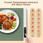 Warming Mat for Food, Electric Warming Tray, 6 Temp, 23"x15", Green in Green, alternate view 6