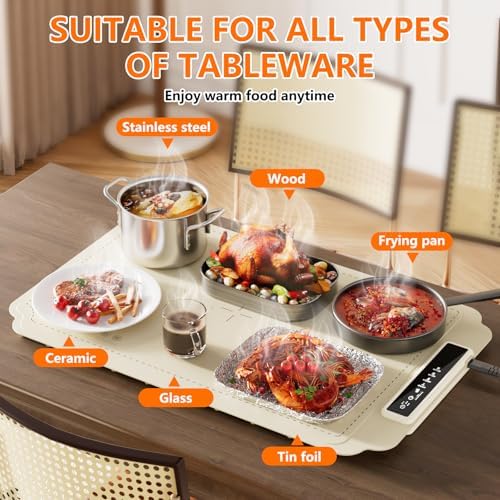 Warming Mat for Food, Electric Warming Tray, Fast Full Surface Graphene Electric Warming Tray, Extra Large Roll, alternate