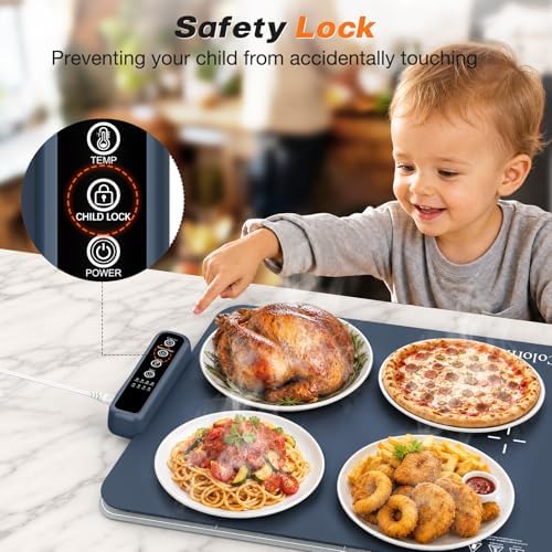 Warming Mat for Food - Electric Warming Tray with Heat-Insulation Pad, 4-Level Temperature Settings & Hours, alternate view 5