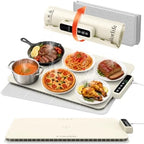 Warming Mat for Food - Electric Warming Tray with Heat-Insulation Pad, 4-Level Temperature Settings & Hours