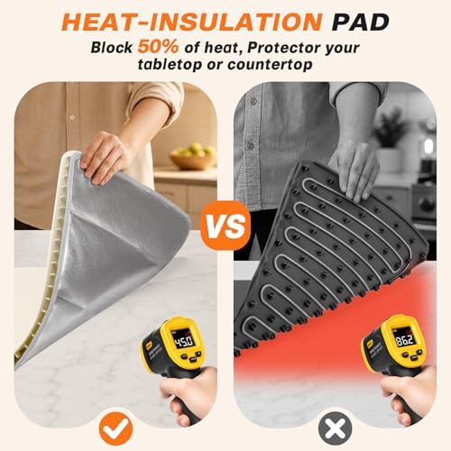 Warming Mat for Food - Electric Warming Tray with Heat-Insulation Pad, 4-Level Temperature Settings & Hours, alternate view 3