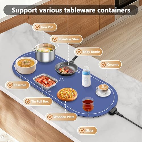 Warming Mat for Food Extra Large,36"x15" Food Warming Mats for Countertops, Parties, and Daily Use with Timer, alternate view