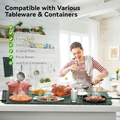 Warming Mat for Food Extra Large: 36"X16" Adjustable Silicone Food Warming Mat Heating Pad Food Warming Pad for, alternate
