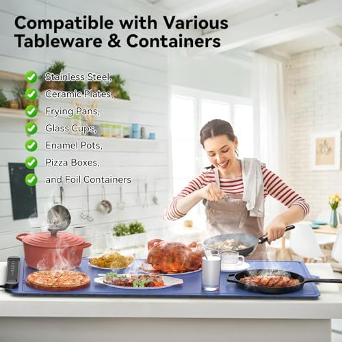 Warming Mat for Food Extra Large: 36"X16" Adjustable Silicone Food Warming Mat Heating Pad Food Warming Pad for, alternate