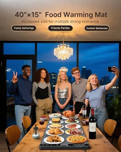Warming Mat for Food Extra Large 40" x 15" with Insulation Pad in 40" X 15" Starry Gray, alternate view 2