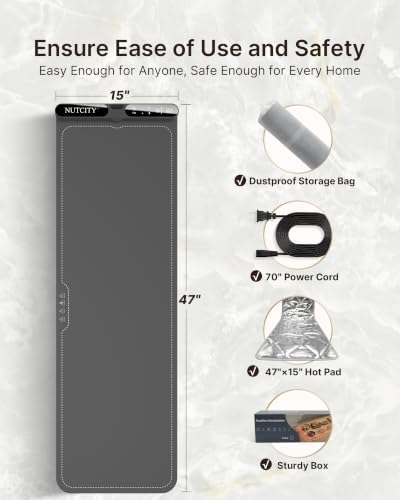 Warming Mat for Food Extra Large 47" x 15" with Insulation Pad in 47" X 15" Starry Gray, alternate view 4
