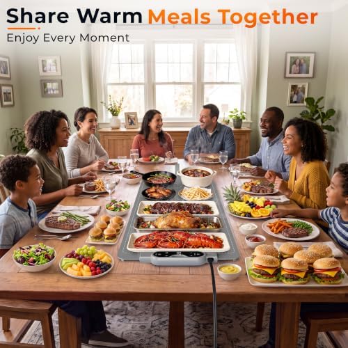 Warming Mat for Food, Extra Large 49"x15", 7 Heat Levels, 8 Hour Timer, alternate view 2