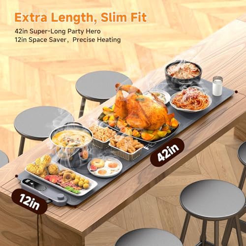 Warming Mat for Food, Extra-Long Size 42"x12", Fast Full-Surface, alternate view 2