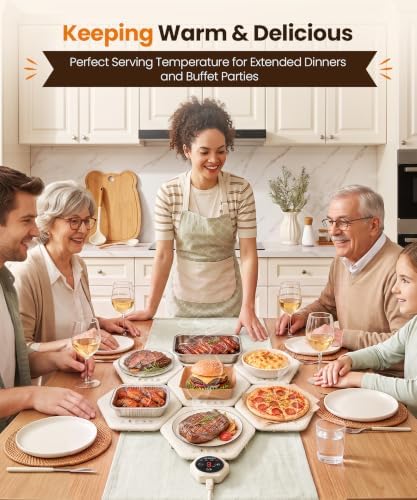 Warming Mat for Food, Fast Heat, 4 Temperature Set, 4-Hour Timer, alternate view 2