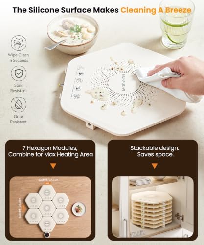 Warming Mat for Food, Fast Heat, 4 Temperature Set, 4-Hour Timer, alternate view 5
