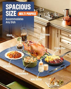 Warming Mat for Food, Food Warmer Mat for Countertop, Electric Warming Tray with 7 Temp Levels & Auto Shut-Off, alternate