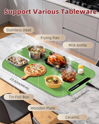 Warming Mat for Food, Upgraded Fast-Heating Electric Warming Tray with 7 Temp Levels & 8 Timers, Buffet Raised, alternate