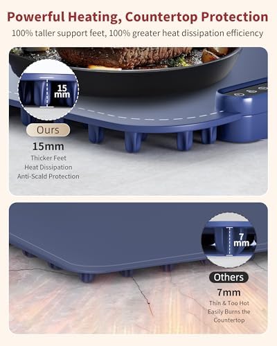 Warming Mat for Food, Upgraded Fast-Heating Electric Warming Tray with 7 Temp Levels & 8 Timers, Buffet Raised, alternate