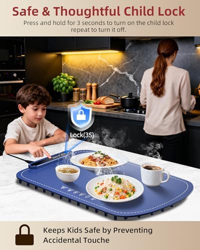Warming Mat for Food, Upgraded Fast-Heating Electric Warming Tray with 7 Temp Levels & 8 Timers, Buffet Raised, alternate