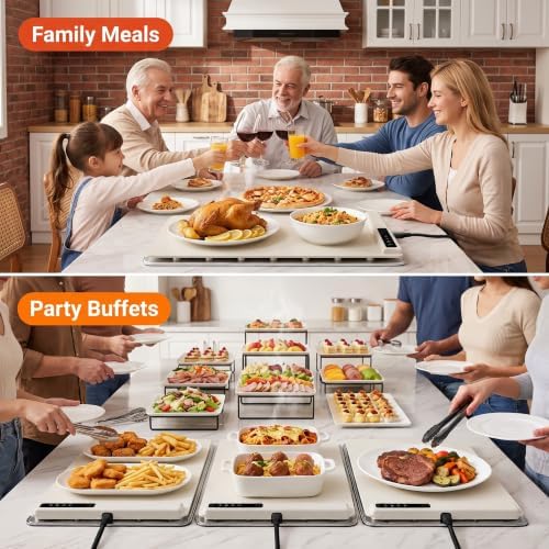 Warming Mat for Food with Heat Resistant Pad, 6 Temp & 4-Hour Timer, Beige in Beige, alternate view 5