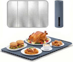 Warming Mat for Food with Heat Resistant Pad, 6 Temp & 4-Hour Timer, Blue in Blue