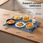 Warming Mat for Food with Heat Resistant Pad, 6 Temp & 4-Hour Timer, Blue in Blue, alternate view 6