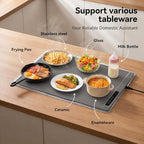 Warming Mat for Food with Heat Resistant Pad, 6 Temp & 4-Hour Timer, Gray in Gray, alternate view 6
