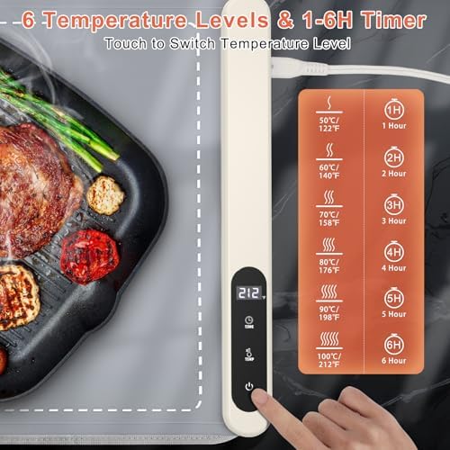 Warming Mat for Food with Heat Resistant Pad, Prevent Countertop Cracks, Keep Meal Warm, Rapid and Full Surface, alternate