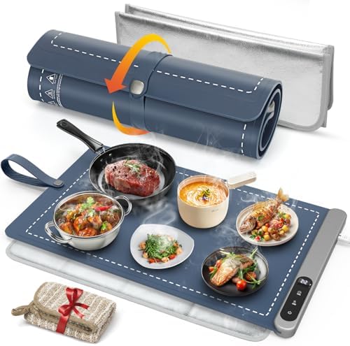 Warming Mat for Food with Heat Resistant Pad, Prevent Countertop Cracks, Keep Meal Warm, Rapid and Full Surface