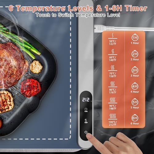 Warming Mat for Food with Heat Resistant Pad, Prevent Countertop Cracks, Keep Meal Warm, Rapid and Full Surface, alternate