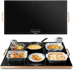 Warming Tray 31.5" x 17.7", Glass Top Food Warmer with Hand