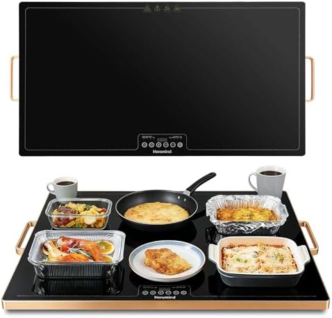 Warming Tray 31.5" x 17.7", Glass Top Food Warmer with Hand