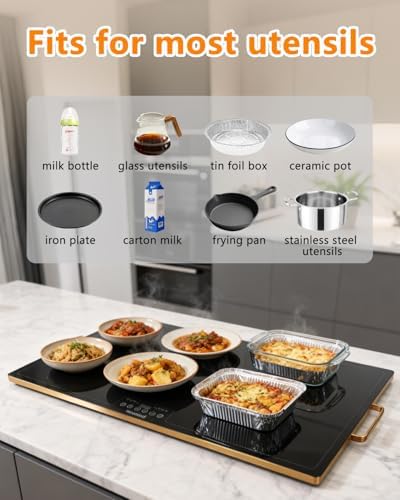Warming Tray 31.5" x 17.7", Glass Top Food Warmer with Hand, alternate view 4