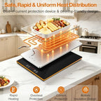 Warming Tray for Buffets Party, 35"x15" Electric Serving Trays for Party,10 Temp & 6 Hours Timer Control, 3-in-1, alternate