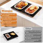 Warming Tray for Buffets Party, 35"x15" Electric Serving Trays for Party,10 Temp & 6 Hours Timer Control, 3-in-1, alternate