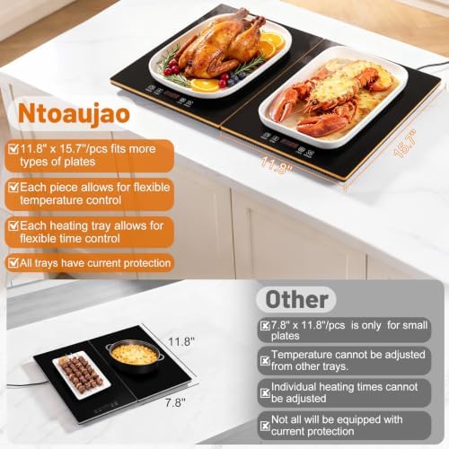 Warming Tray for Buffets Party, 35"x15" Electric Serving Trays for Party,10 Temp & 6 Hours Timer Control, 3-in-1, alternate