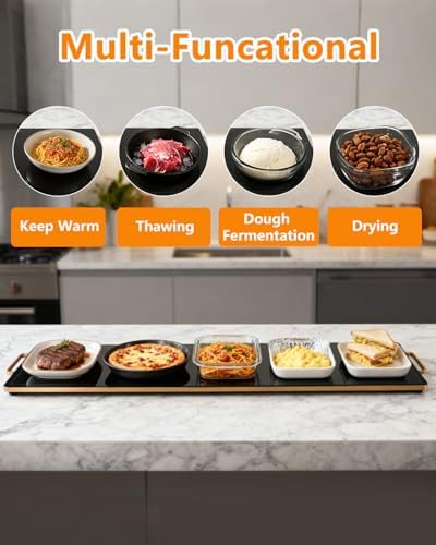 Warming Tray XXL 40" x 14", Glass Top Food Warmer with Hand, alternate view 4