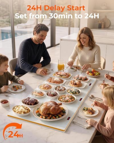 Warming Trays For Buffets Party,3-in-1 36"×16"Independent Temp Control Food Warmers For Parties Buffet,8 Precise, alternate