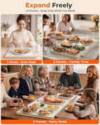 Warming Trays For Buffets Party,3-in-1 36"×16"Independent Temp Control Food Warmers For Parties Buffet,8 Precise, alternate