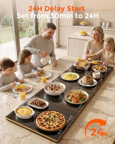 Warming Trays For Buffets Party,4-In-1 47"×16"Independent Temp Control Food Warmers For Parties Buffet,8 Precise, alternate