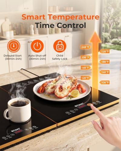 Warming Trays For Buffets Party,4-In-1 47"×16"Independent Temp Control Food Warmers For Parties Buffet,8 Precise, alternate