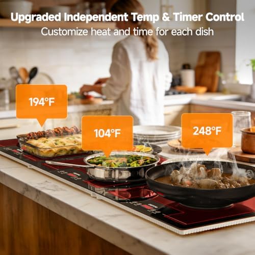 Warming Trays for Buffets Party, Extra-Long 47"x15" 3-in-1 Modular Food Warmer with Independent Temp & Timer, alternate view