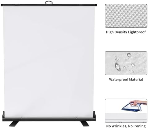 WASJOYE 62.6x83in Retractable White Backdrop, Pneumatic Scissor Frame, alternate view 4