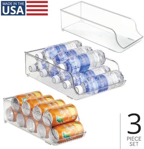 Water Bottle Organizer and Soda Can Dispenser for Refrigerator or Pantry - Set of 3 - Clear in Clear, alternate view 4